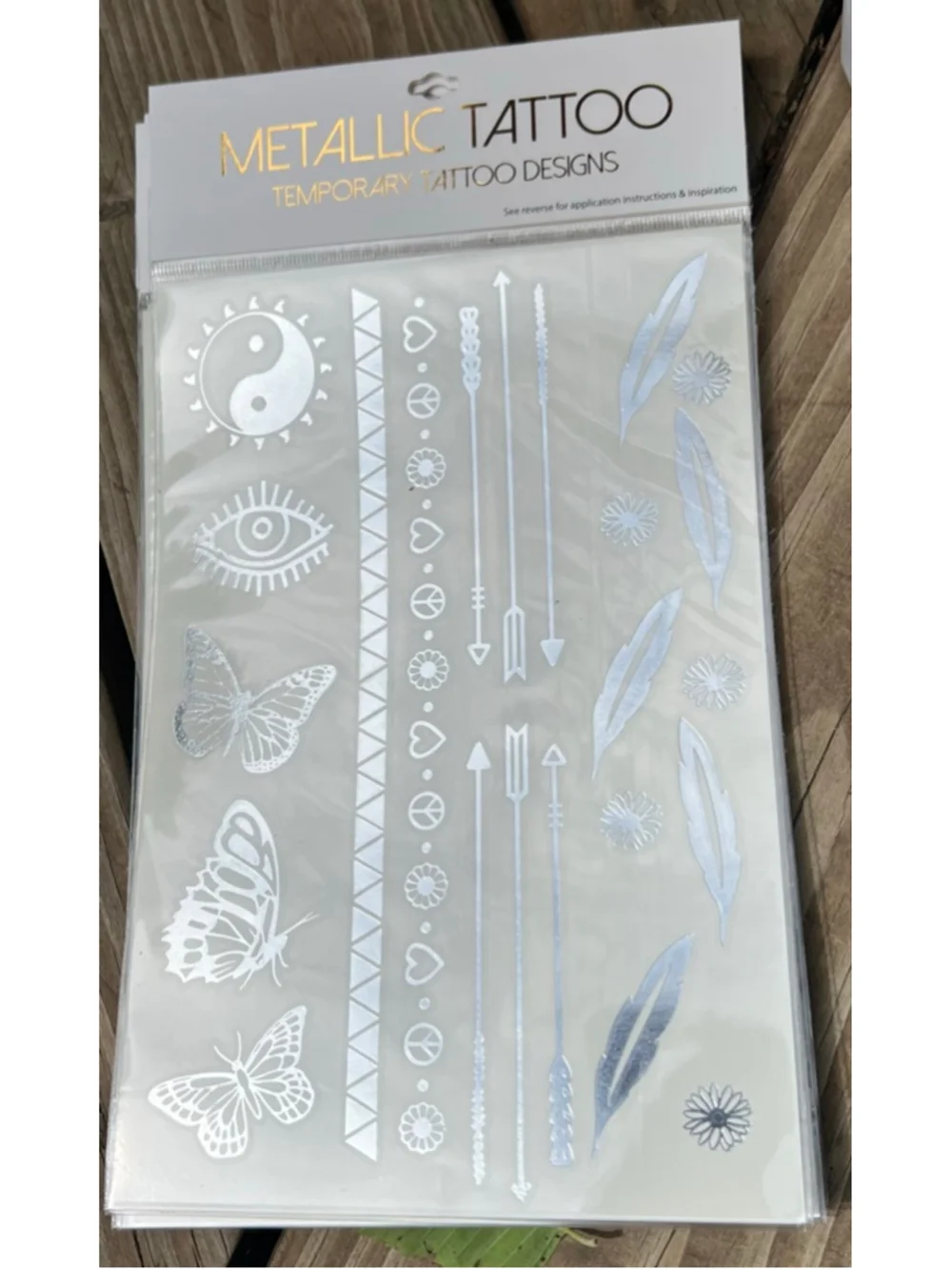 Temporary Metallic Tattoo Designs Gold Silver lot of 8 sheets